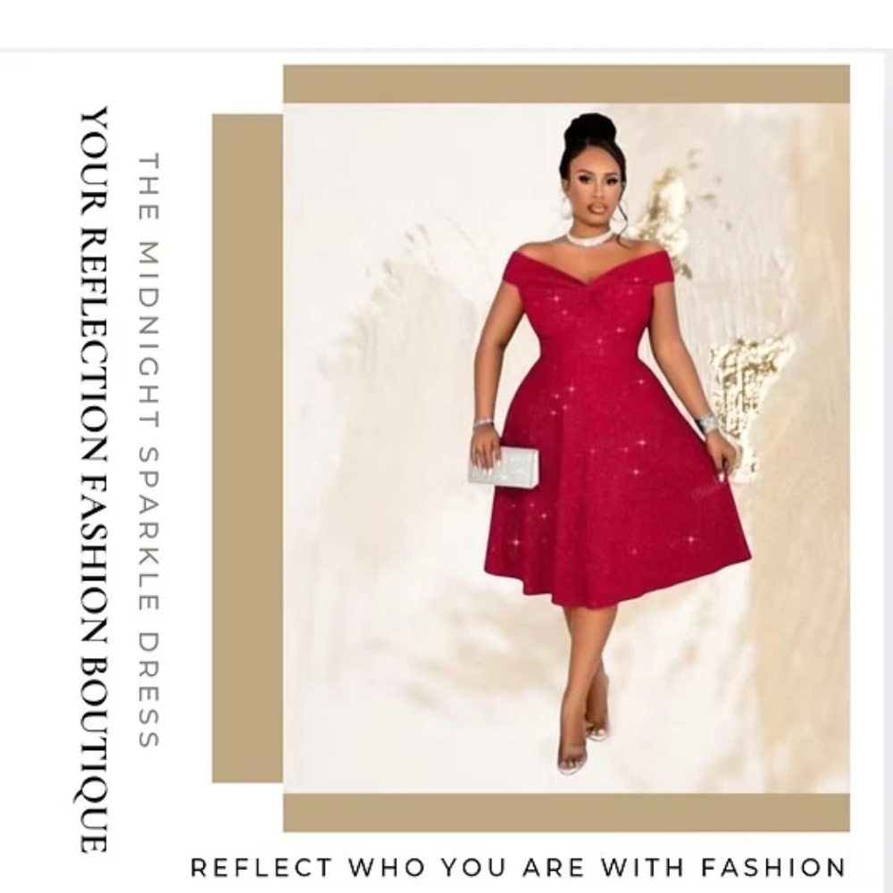 PLUS SIZE - The Midnight Sparkle Dress - RED